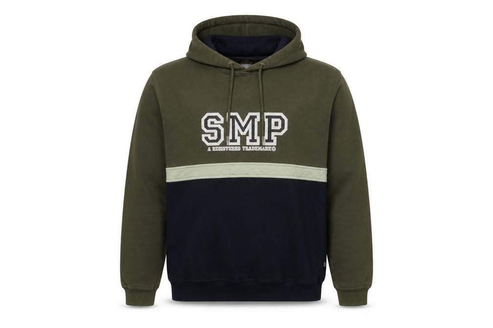 SMP Clothing Mens Green Blue Pullover Hoodie Size M Logo Graphic
