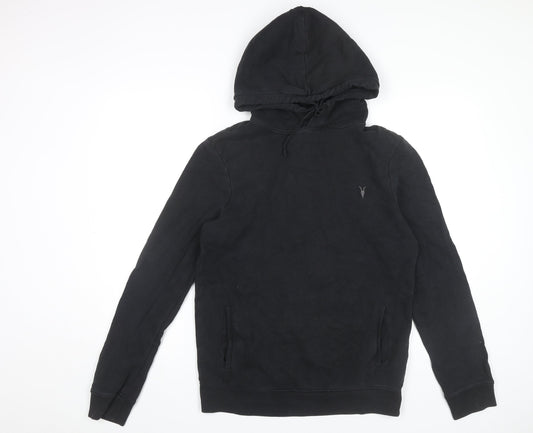 AllSaints Mens Black Small Pullover Hoodie Cotton Regular Fit