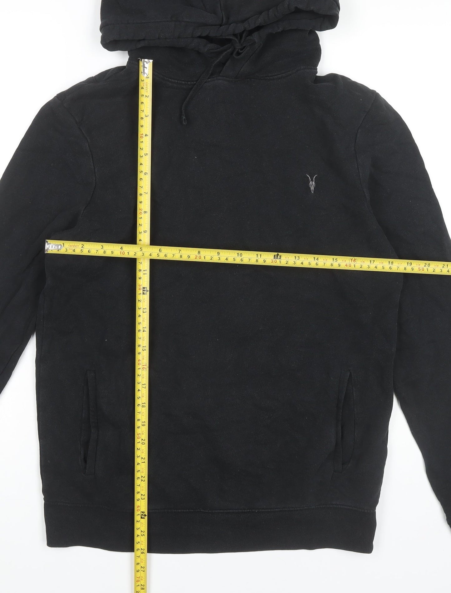 AllSaints Mens Black Small Pullover Hoodie Cotton Regular Fit