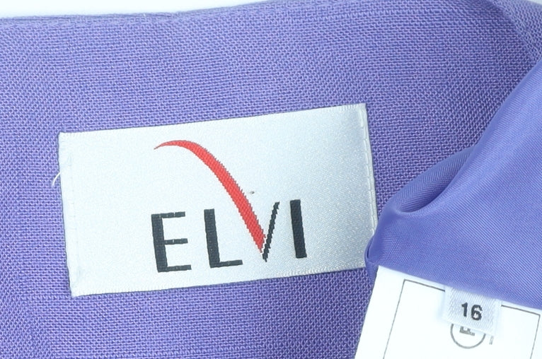 Elvi Women’s Purple Blazer Size 16 Short Sleeve Buttoned Jacket