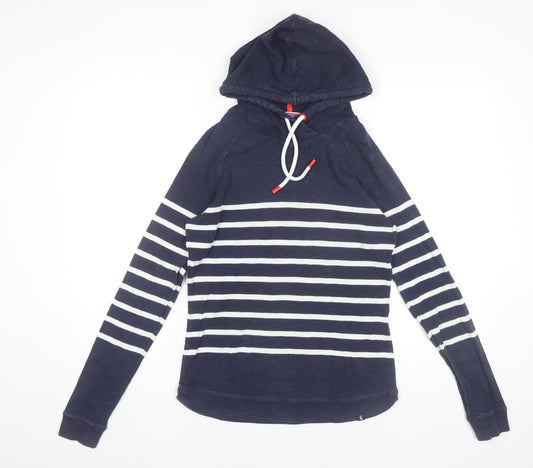 Joules Women’s Blue Striped Cotton Hoodie UK 12 Regular Fit