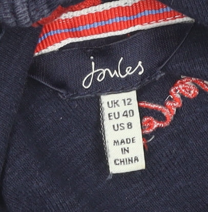 Joules Women’s Blue Striped Cotton Hoodie UK 12 Regular Fit