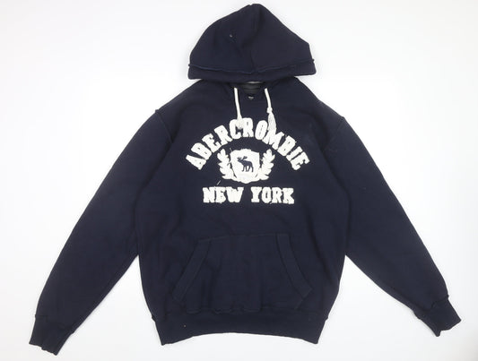 Abercrombie & Fitch Men’s Blue Pullover Hoodie 2XL Logo Graphic