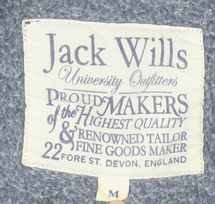 Jack Wills Womens Blue M Henley Sweatshirt 1/4 Zip Embroidered Logo