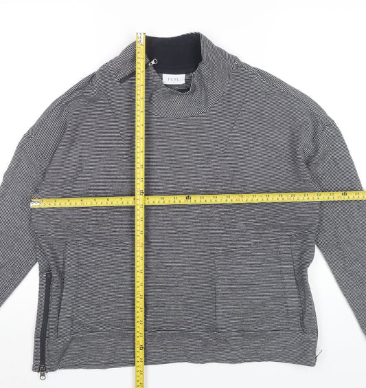 Foil Women’s Grey Striped Sweatshirt Small Roll Neck Zip Detail