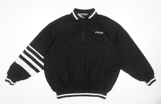 FADE Men's Black Medium 1/4 Zip Basic Jacket with Stripes