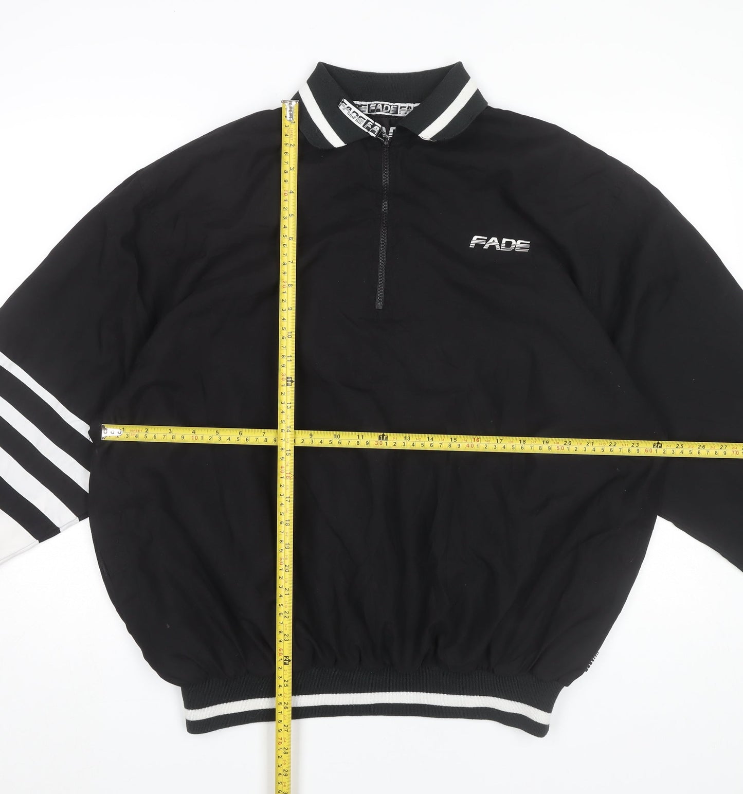 FADE Men's Black Medium 1/4 Zip Basic Jacket with Stripes