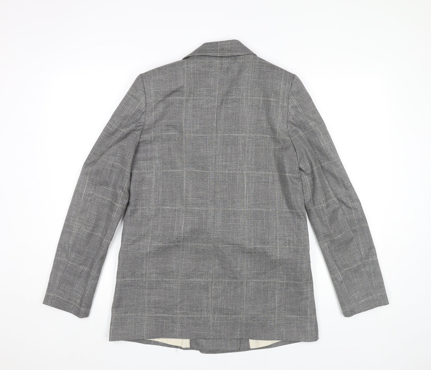 H&M Womens Grey Check Blazer Jacket UK 6 Business Casual