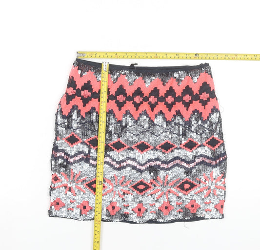 Superdry Womens Multicoloured Sequin Short Pencil Skirt S