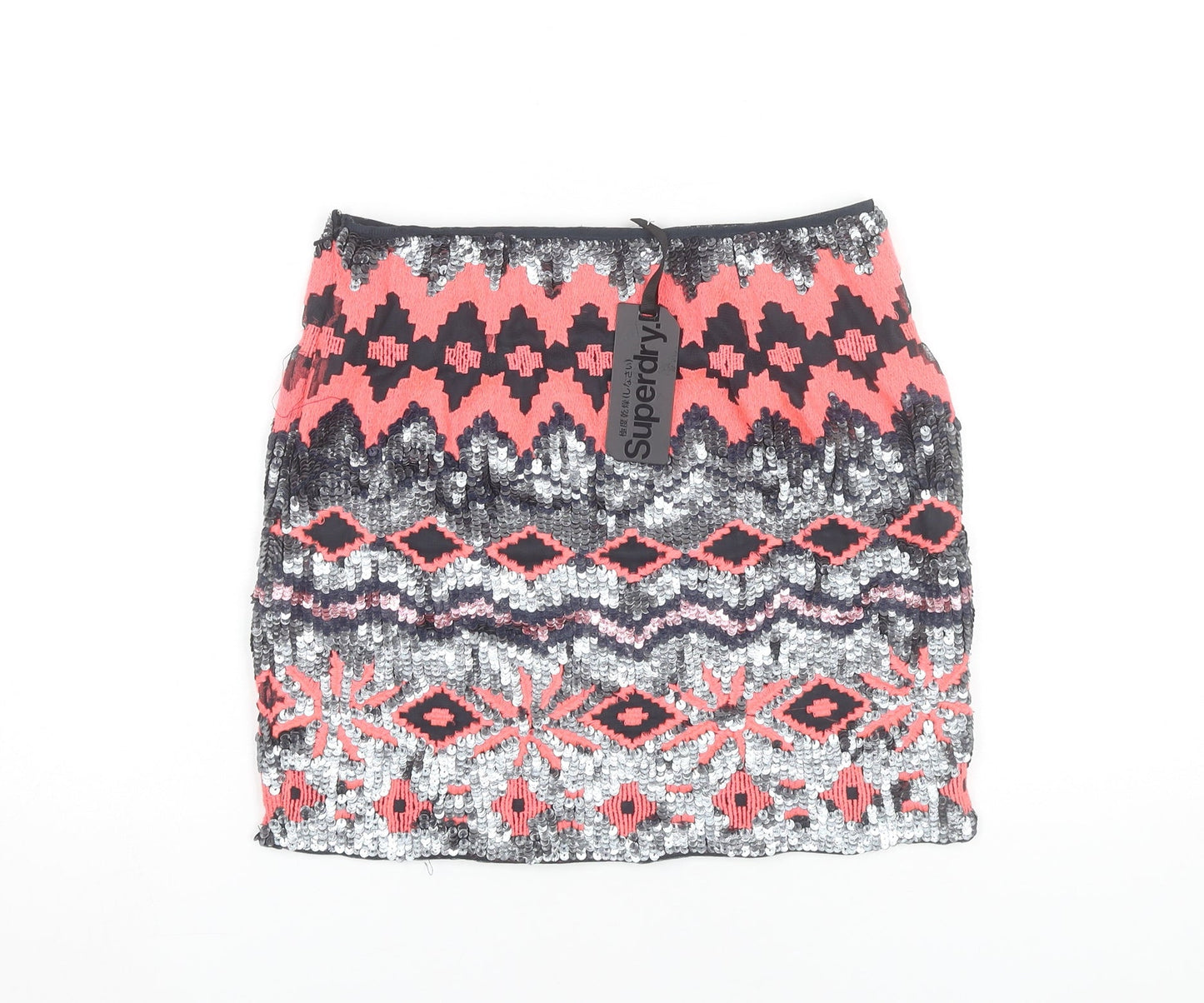 Superdry Womens Multicoloured Sequin Short Pencil Skirt S