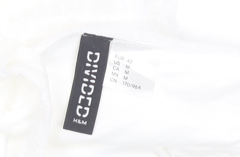 H&M Women’s White V-Neck A-Line Dress Size 14 Sleeveless Lace-Up