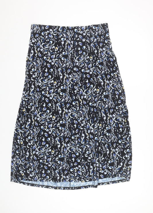 David Nieper Womens Black Blue Floral Stretch Pencil Skirt Size 14
