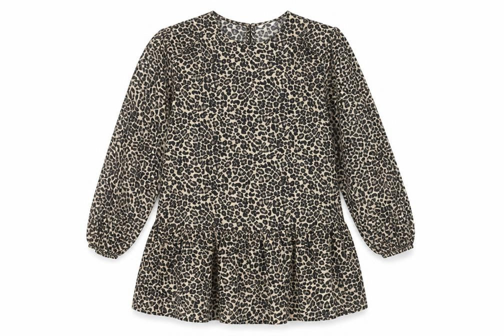Marks and Spencer Girls Beige Black Animal Print Shift Dress 12-13Y