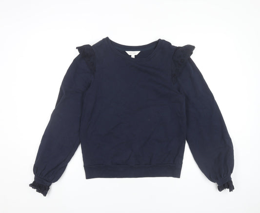 Marks and Spencer Women’s Navy Sweatshirt Size 8 Cotton Ruffle