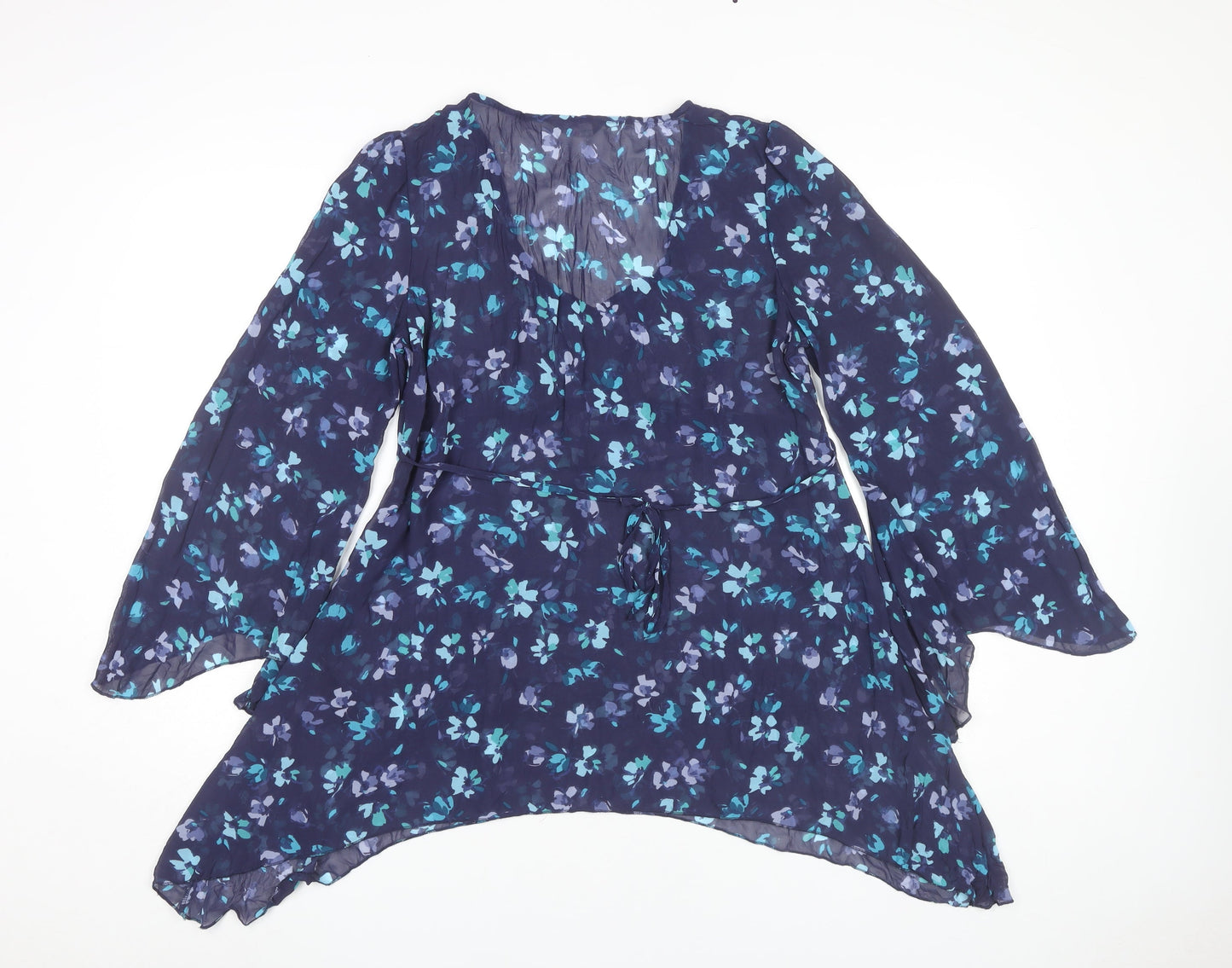 Marks and Spencer Per Una Womens Blue Floral Tunic Blouse Size 10