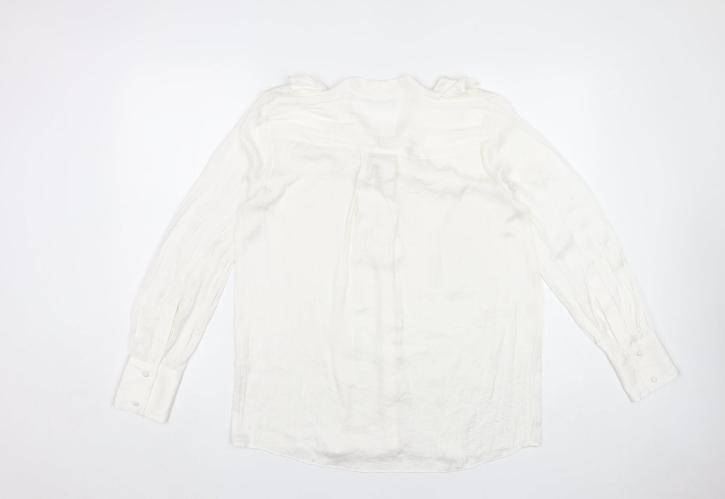 Marks and Spencer Women’s White Viscose Blouse Size 12 Long Sleeve