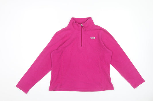 The North Face Girls Pink Fleece Sweatshirt XL (18 Years) 1/4 Zip Pullover