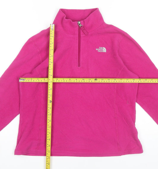 The North Face Girls Pink Fleece Sweatshirt XL (18 Years) 1/4 Zip Pullover