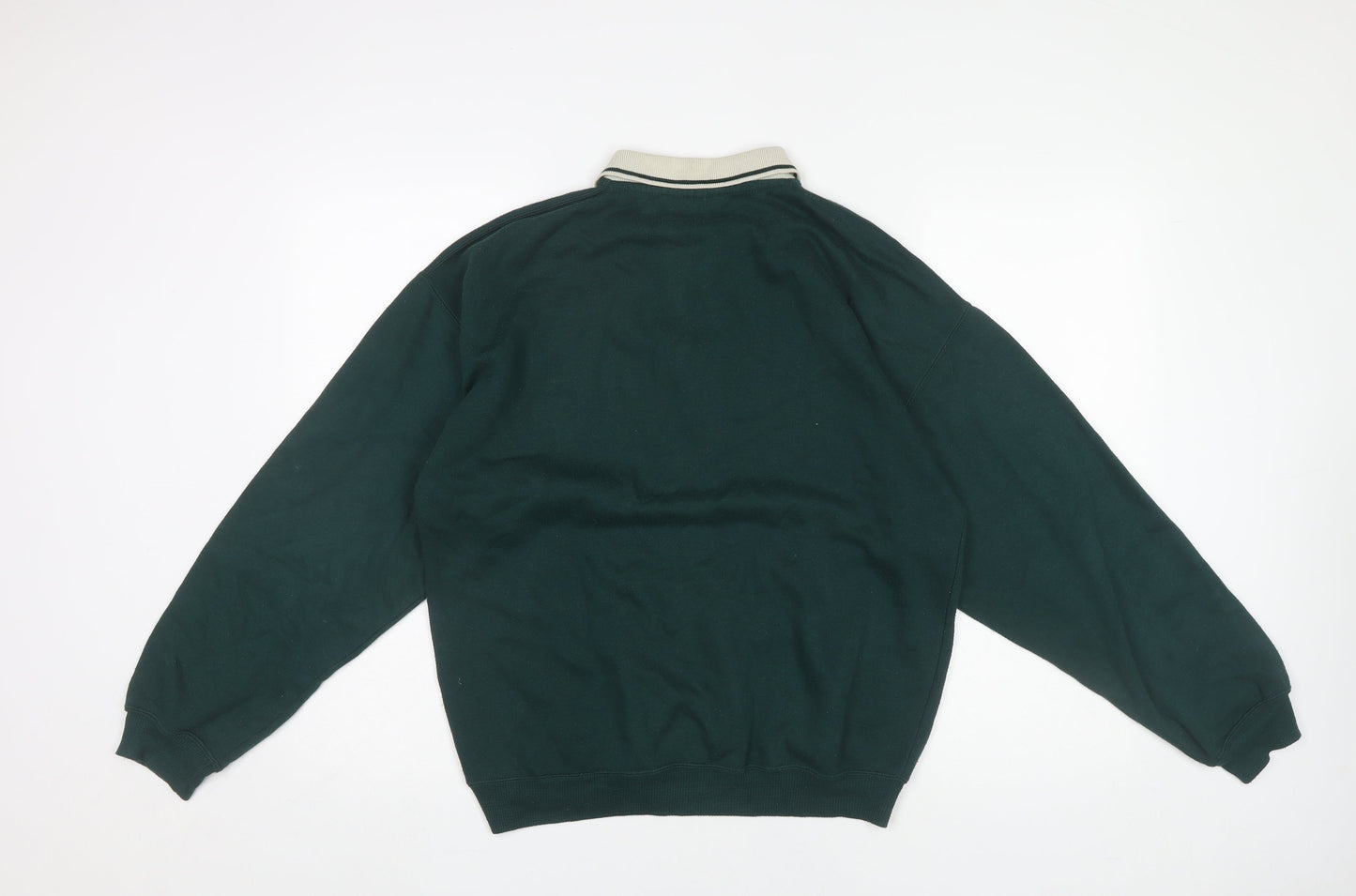 Nico Men’s Green Collared Henley Sweatshirt Size S Vintage Rugby Style