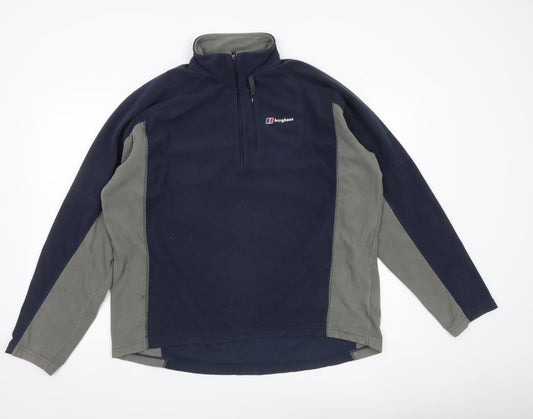 Berghaus Mens XL Blue Grey Fleece 1/2 Zip Sweatshirt Outdoor Hiking