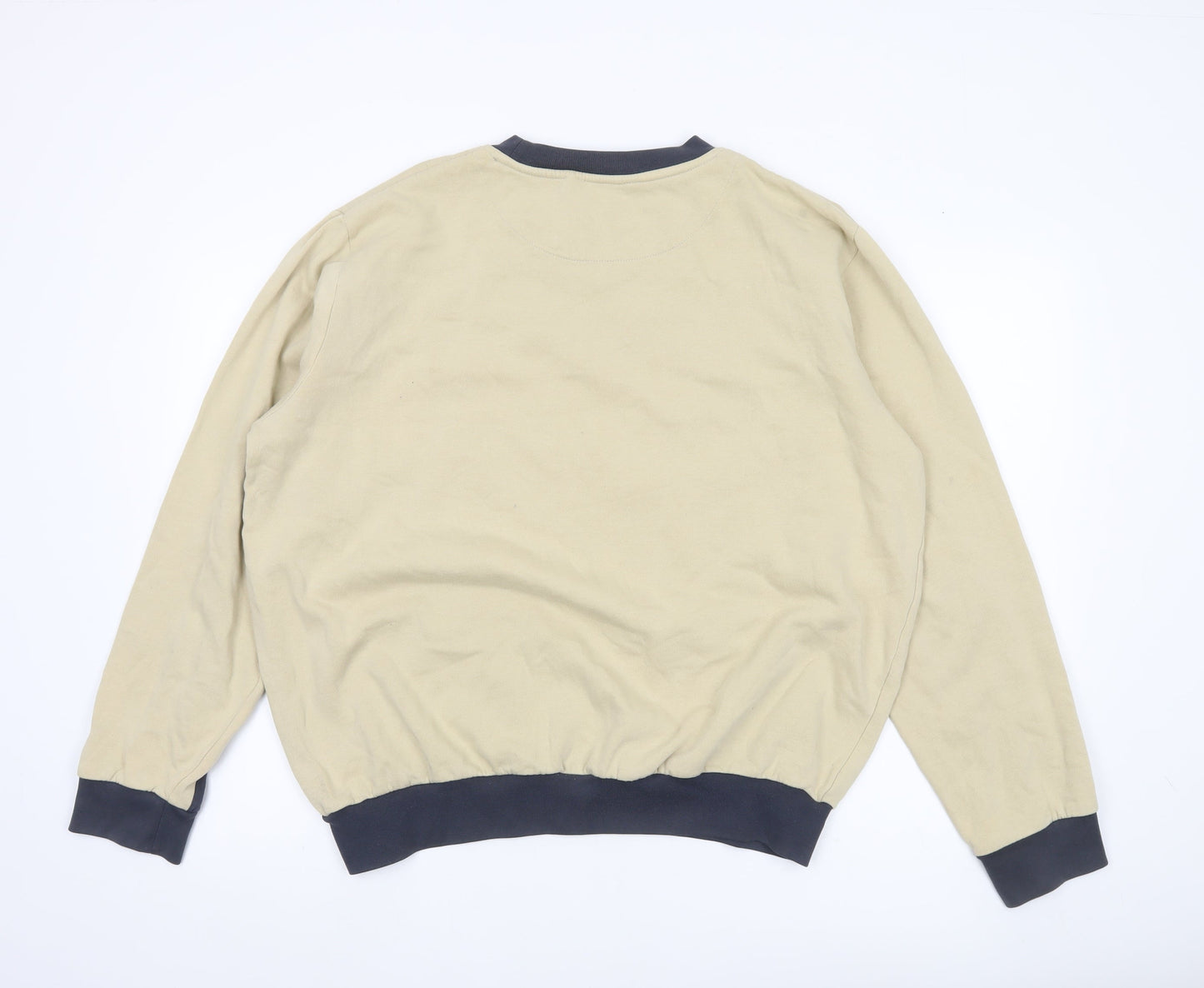 Fila Mens XL Beige Pullover Sweatshirt Logo Crew Neck Retro Sportswear