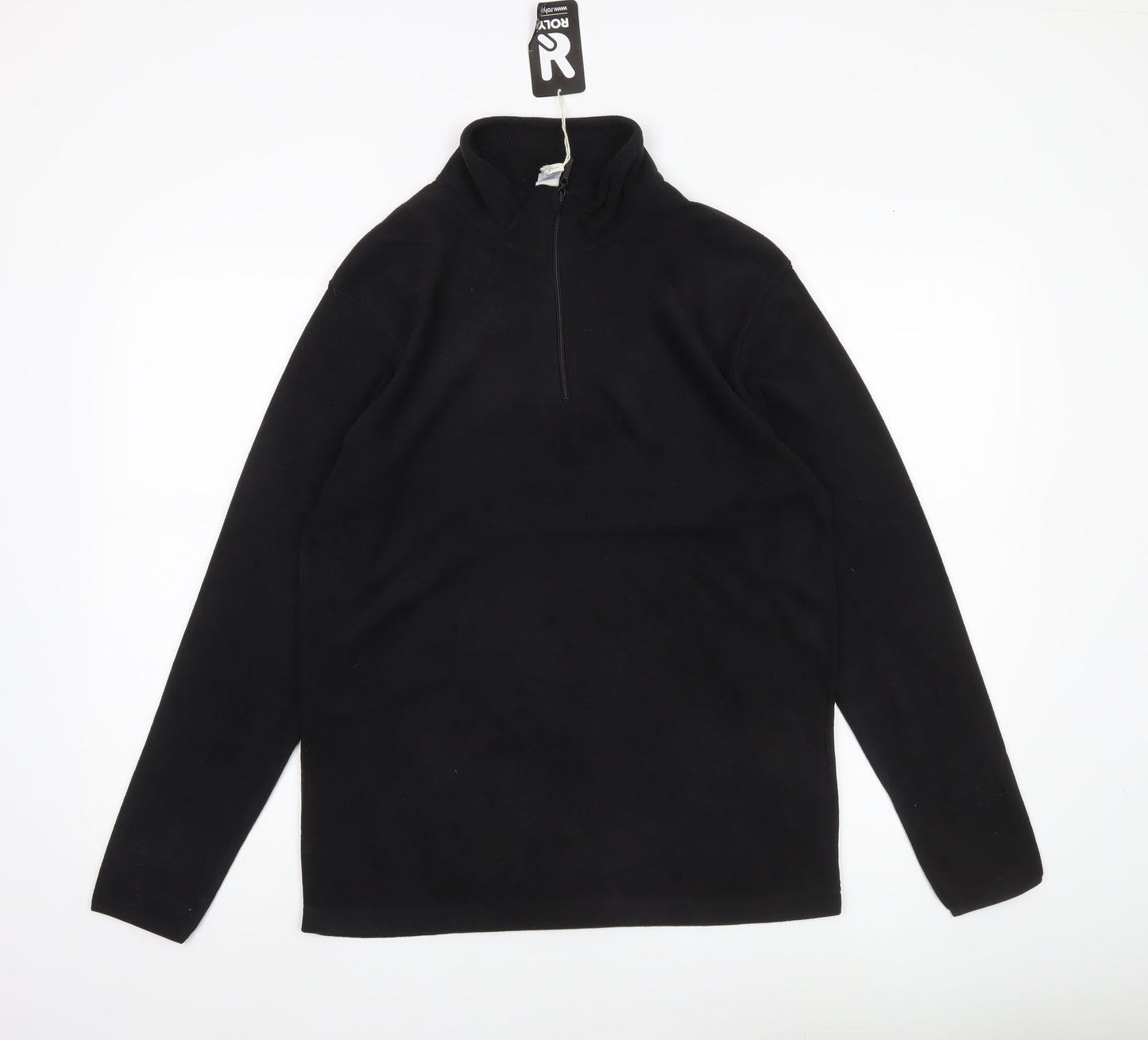 Roly Men’s Black Small Fleece Pullover Sweatshirt 1/2 Zip Mock Neck