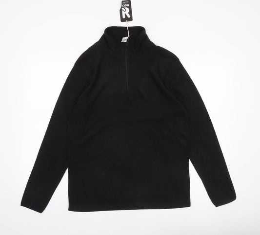 Roly Men’s Black Small Fleece Pullover Sweatshirt 1/2 Zip Mock Neck