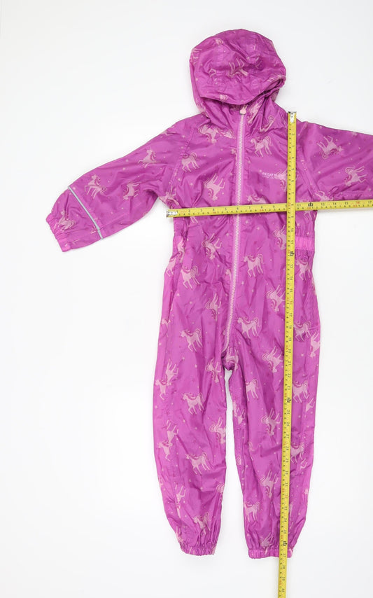 Regatta Girls Pink Unicorn Snowsuit Waterproof Hooded All-in-One 6 Years