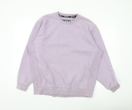 Superdry Womens Purple Crew Neck Sweatshirt Size UK 12 Cotton Blend