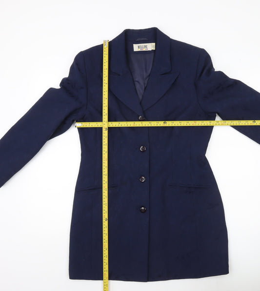 Helline Women’s Blue Long Suit Jacket Size 12 Single Breasted