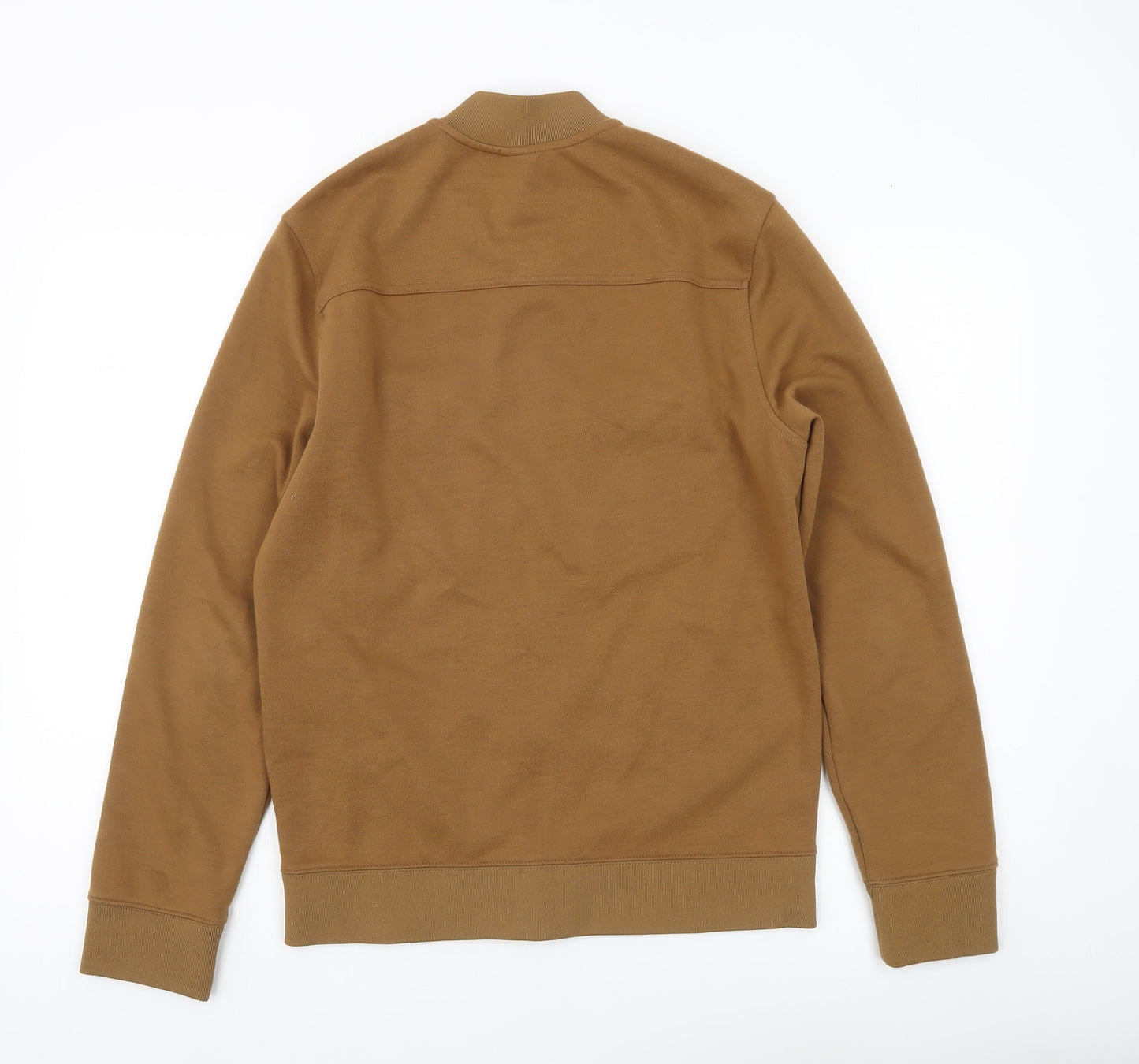H&M Men's Brown Bomber Jacket S Stand-Up Collar Full Zip