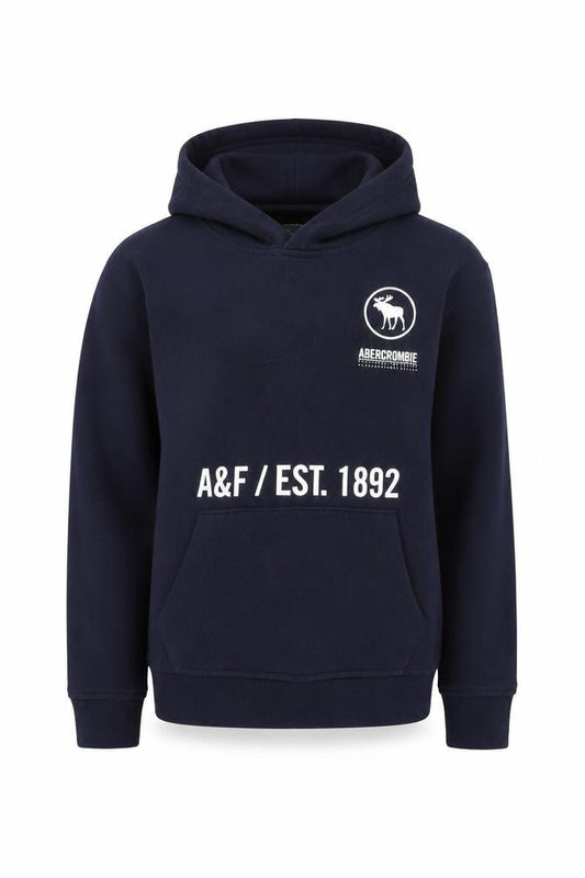 Abercrombie & Fitch Kids Boys Blue Pullover Hoodie 13-14 Years Logo Print