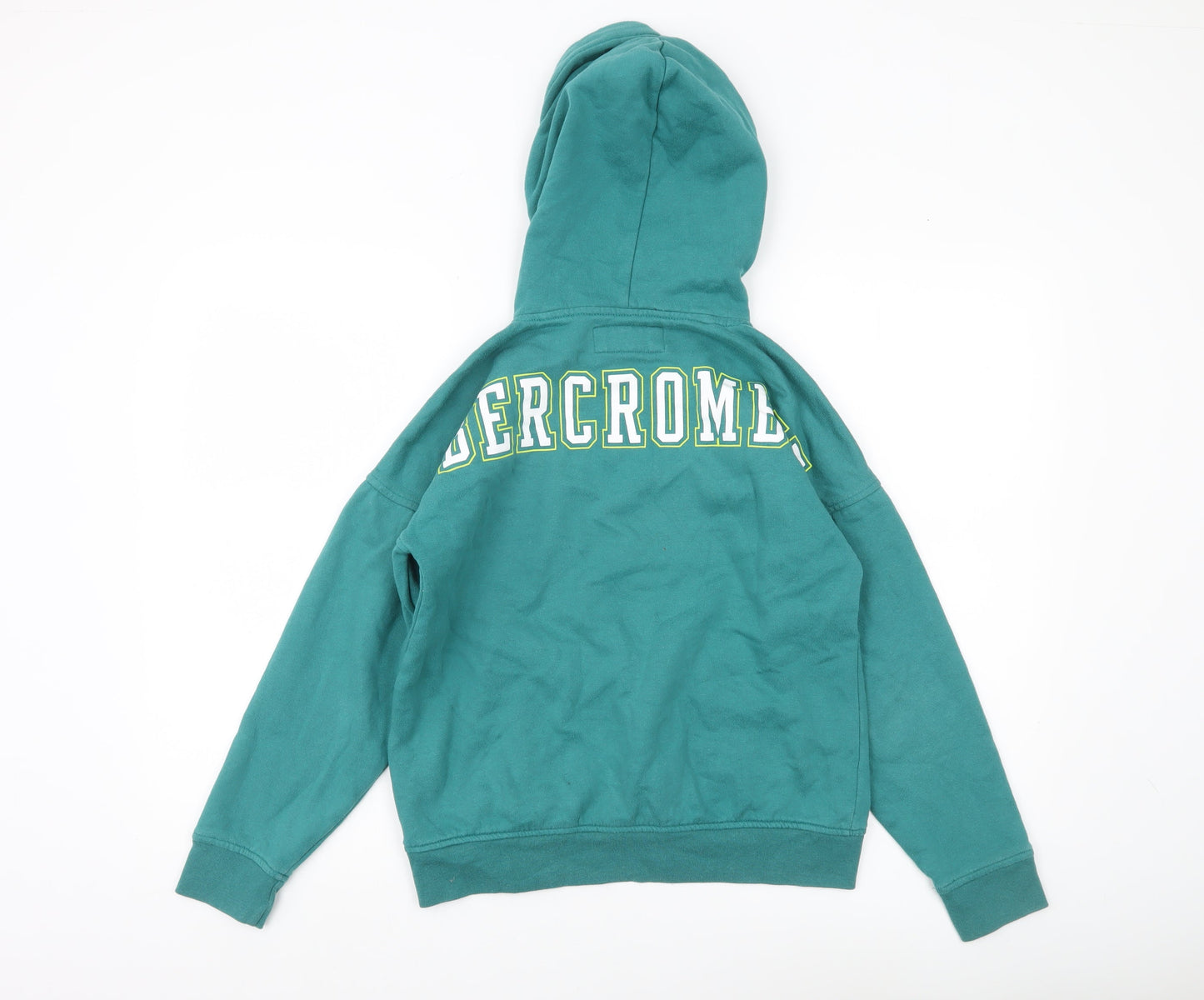 Abercrombie Kids Boys Green Pullover Hoodie 11-12Y Regular Fit Logo