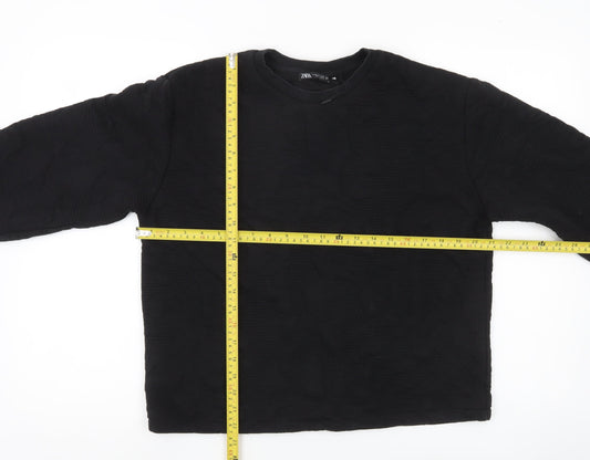 Zara Women Black M Sweatshirt Long Sleeve Crew Neck Pullover