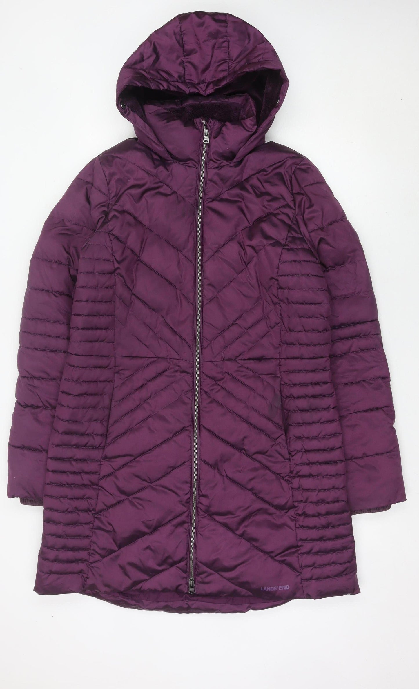 Lands' End Womens Purple Tall Size 12 Hooded Puffer Jacket