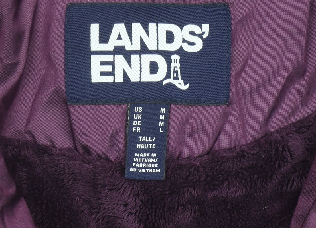 Lands' End Womens Purple Tall Size 12 Hooded Puffer Jacket