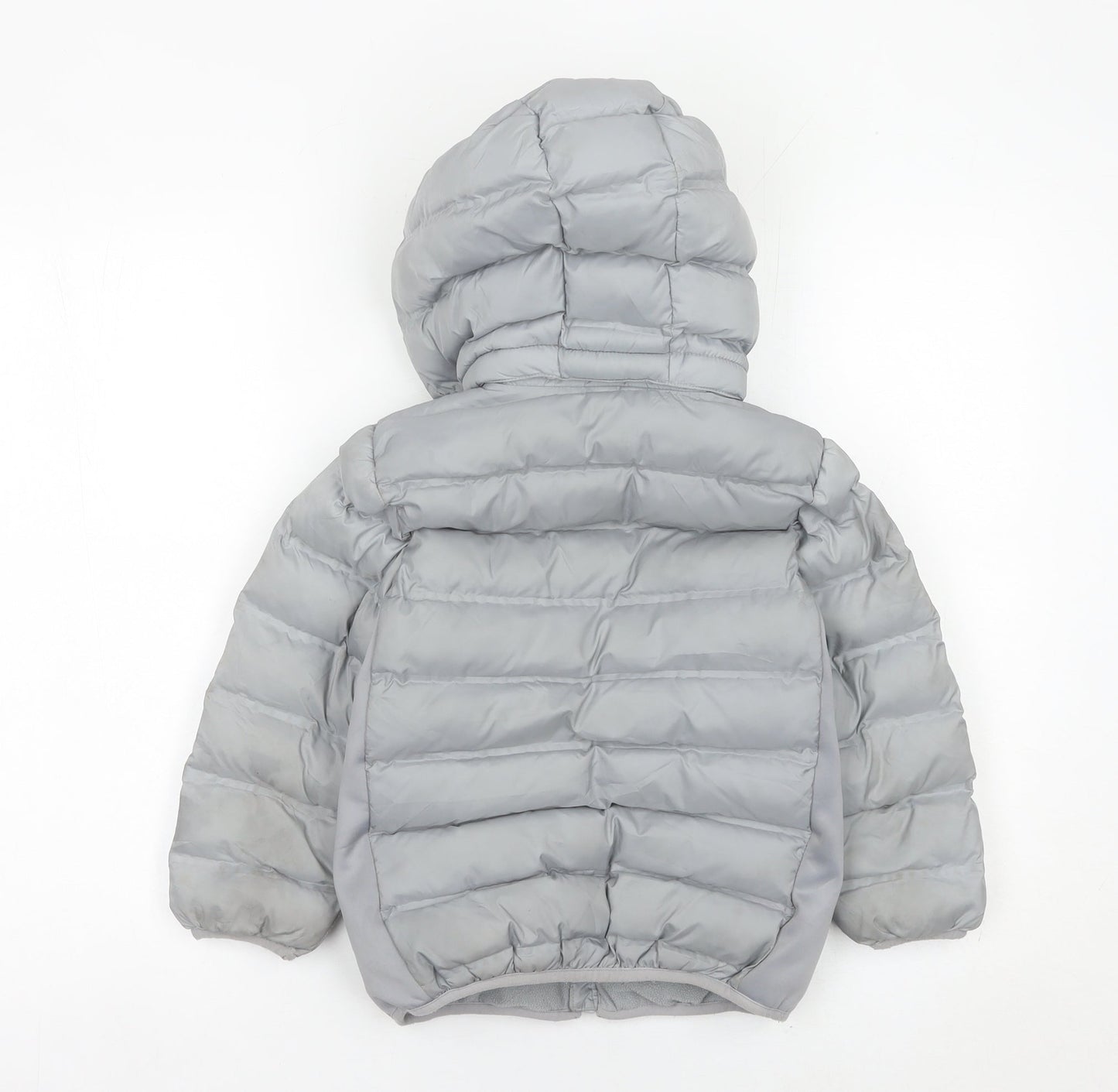 United Colors of Benetton Boys Grey Puffer Jacket 4-5 Years Hooded Winter Coat