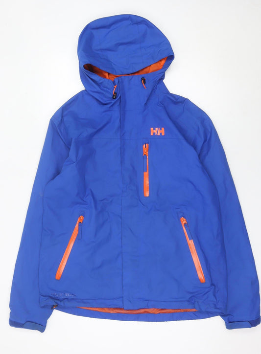 Helly Hansen Men’s Blue Waterproof Jacket L Regular Outdoor Rain Coat