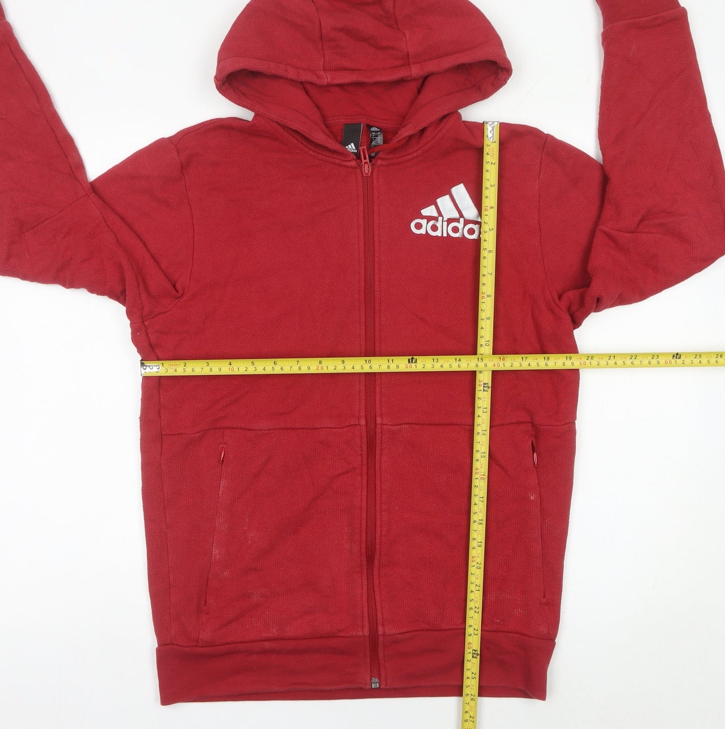 Adidas Men's Red Full Zip Hoodie Size M Hooded Sweatshirt