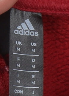 Adidas Men's Red Full Zip Hoodie Size M Hooded Sweatshirt