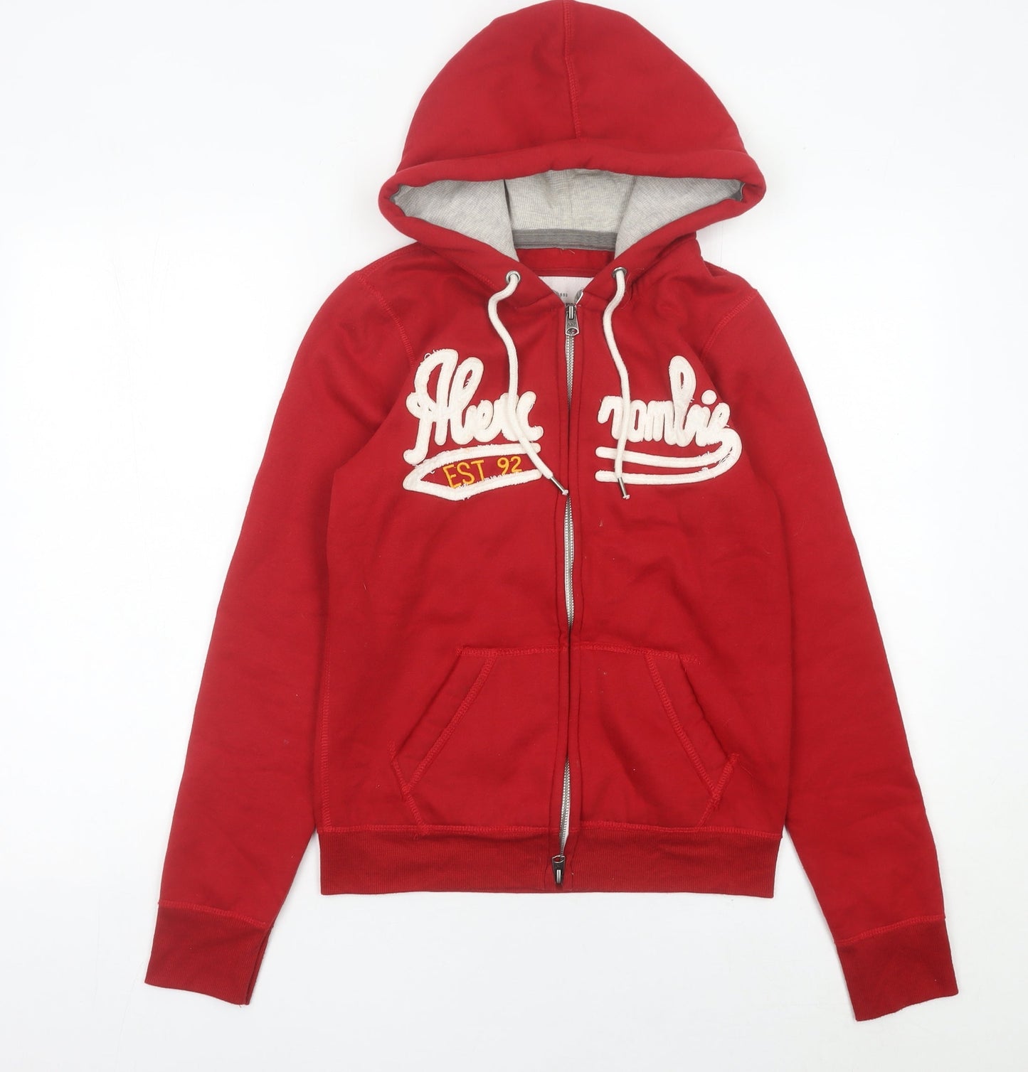 Abercrombie & Fitch Womens Red Full Zip Hoodie M Cotton Logo
