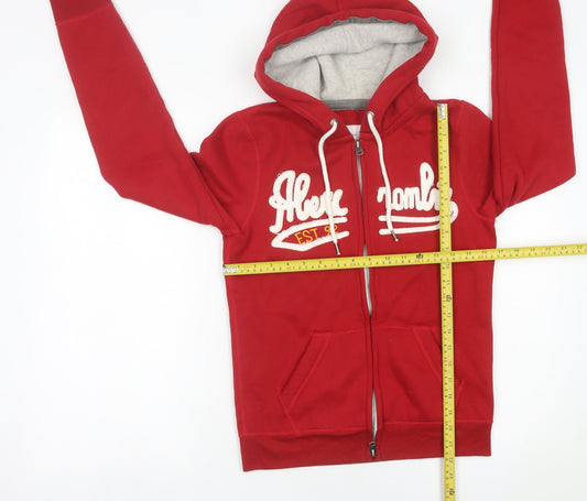 Abercrombie & Fitch Womens Red Full Zip Hoodie M Cotton Logo