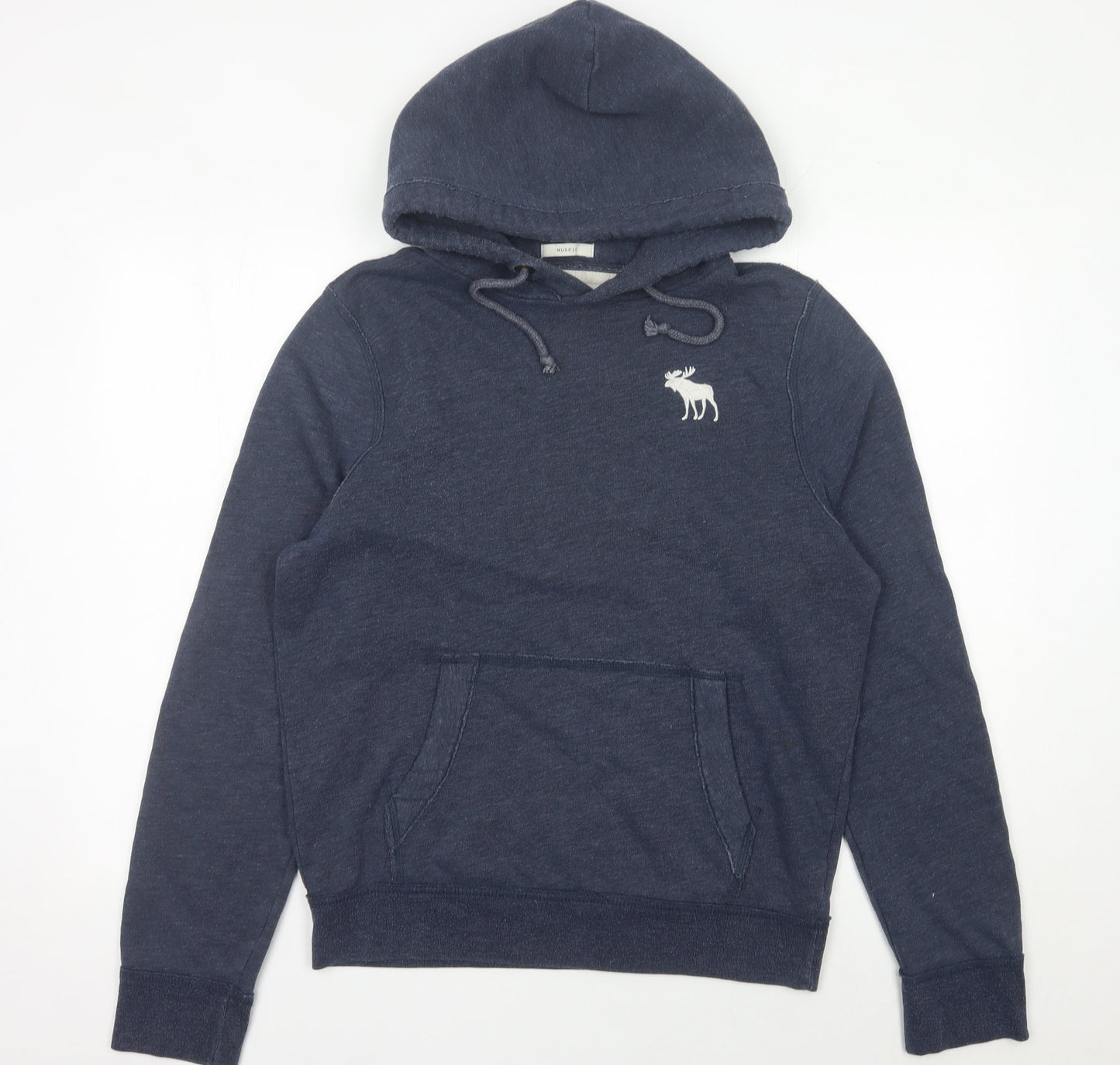 Abercrombie & Fitch Men’s Blue Pullover Hoodie L Logo Athletic Fit