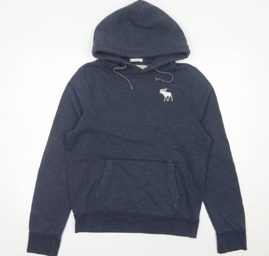 Abercrombie & Fitch Men’s Blue Pullover Hoodie L Logo Athletic Fit