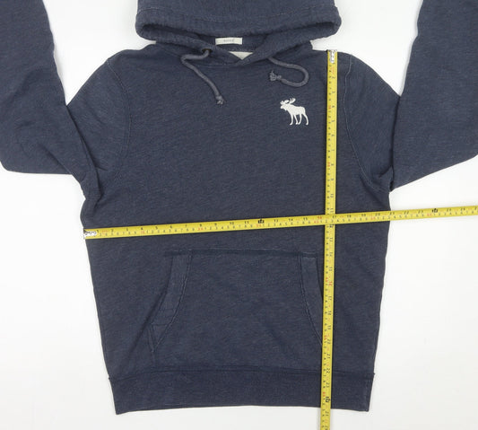 Abercrombie & Fitch Men’s Blue Pullover Hoodie L Logo Athletic Fit