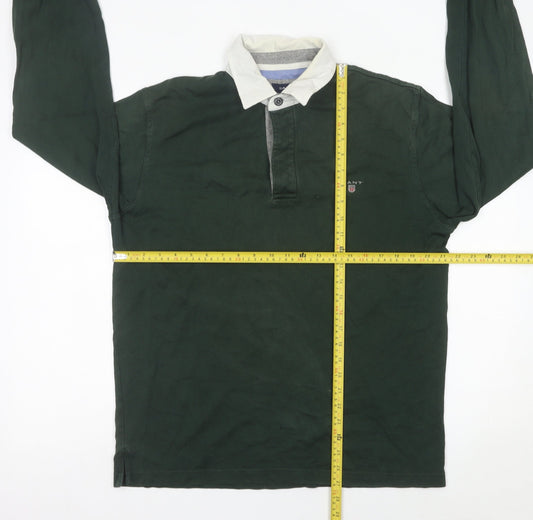 Gant Men’s Green Long Sleeve Cotton Polo Shirt L Rugby Style