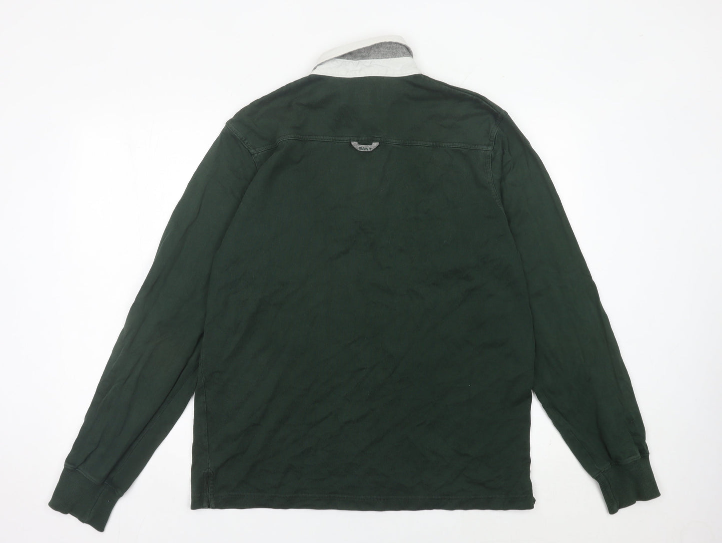 Gant Men’s Green Long Sleeve Cotton Polo Shirt L Rugby Style