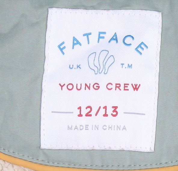 FatFace Girls Green Faux Fur Hooded Parka Coat Jacket Age 13 Years