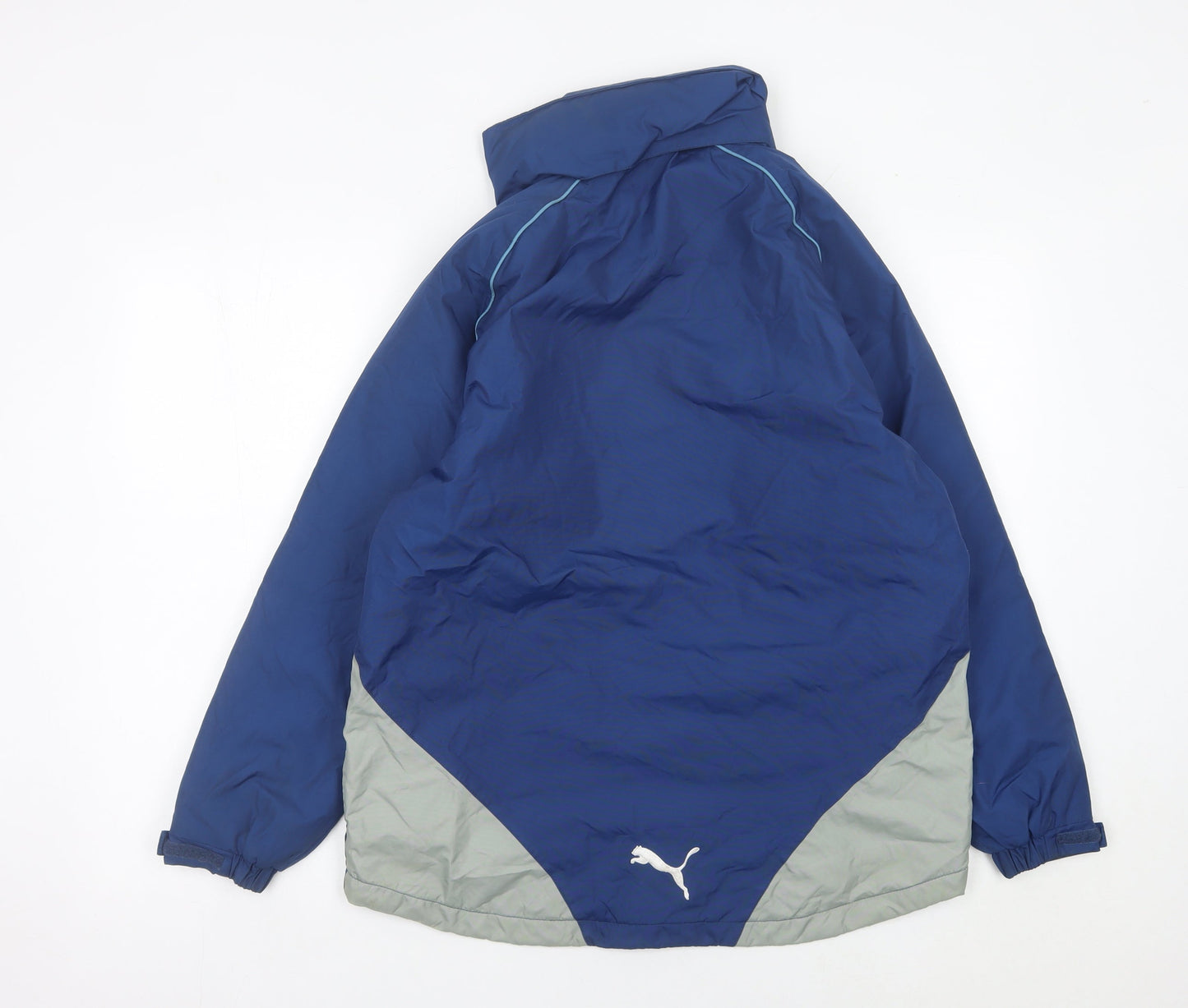 Puma Boys Blue Football Hooded Jacket Coat Age 12 Years Lined Winter