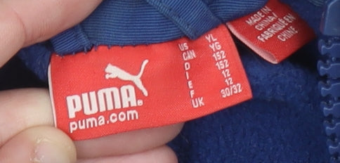 Puma Boys Blue Football Hooded Jacket Coat Age 12 Years Lined Winter